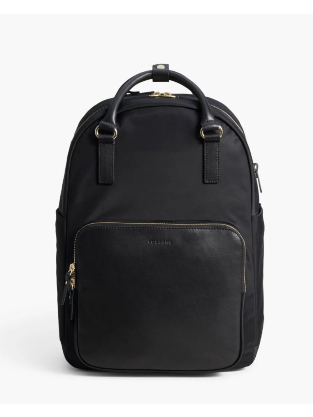 Lo & Sons Rowledge Black Nylon Backpack with Leather Front Pocket